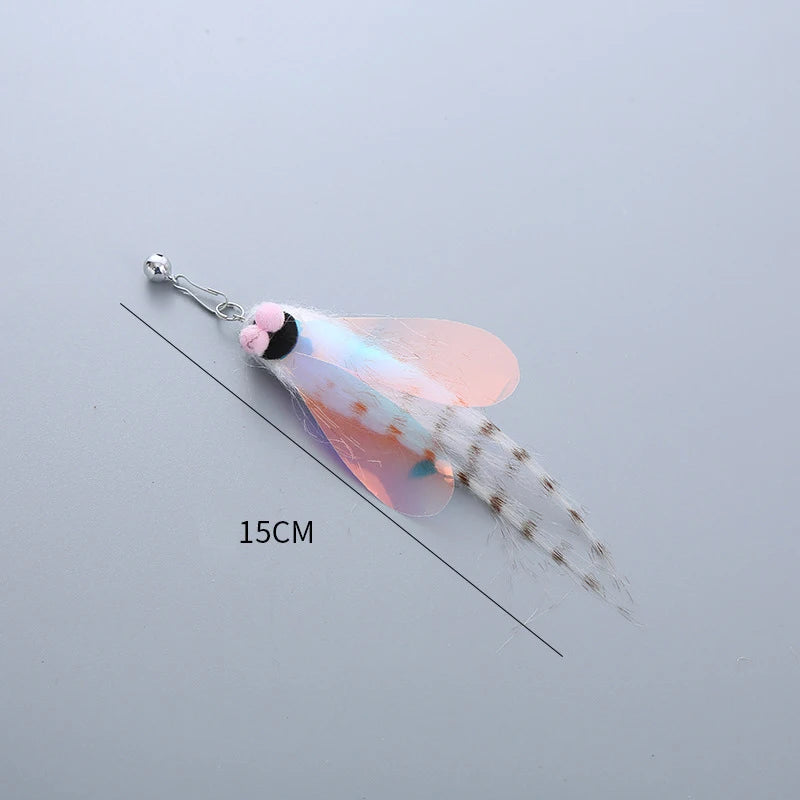 Plush Feather Bird Replacement Head for Cat Stick – Interactive Magic Wand with Bell