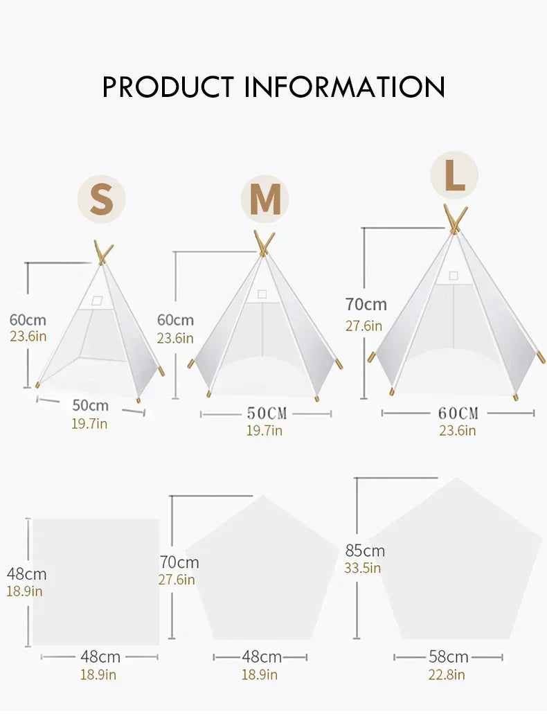 Pet Teepee Tent with Cushion – Washable Portable Indoor Dog & Cat House with Blackboard