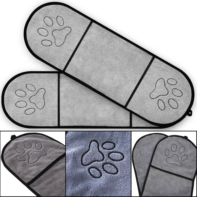 Pet Bath Towel for Cats & Dogs | Quick-Drying Absorbent Microfiber Gloves & Washcloth