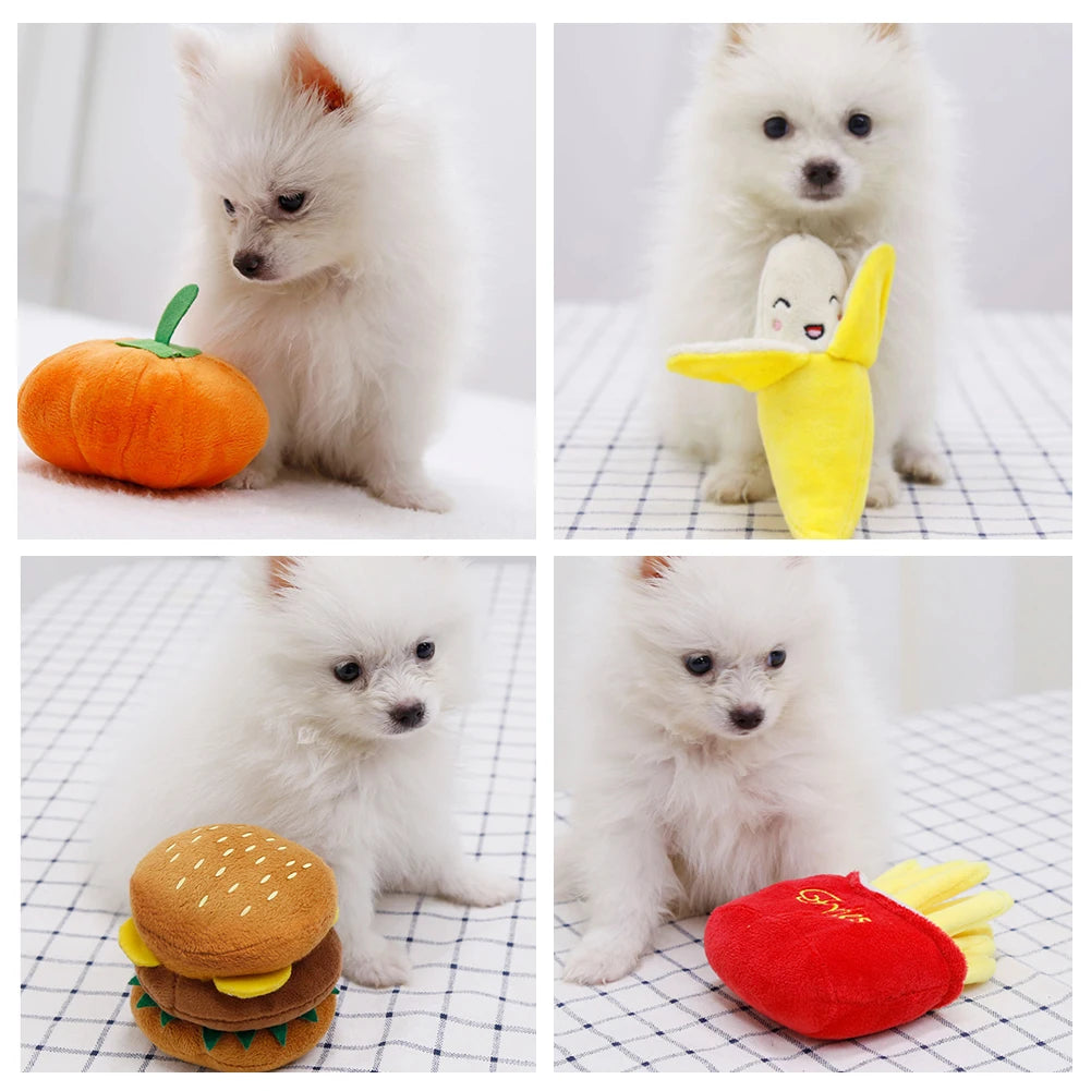🐶 1Pc Pet Toys Fruit & Animal Cartoon Plush Squeaky Toy 🍓🐾