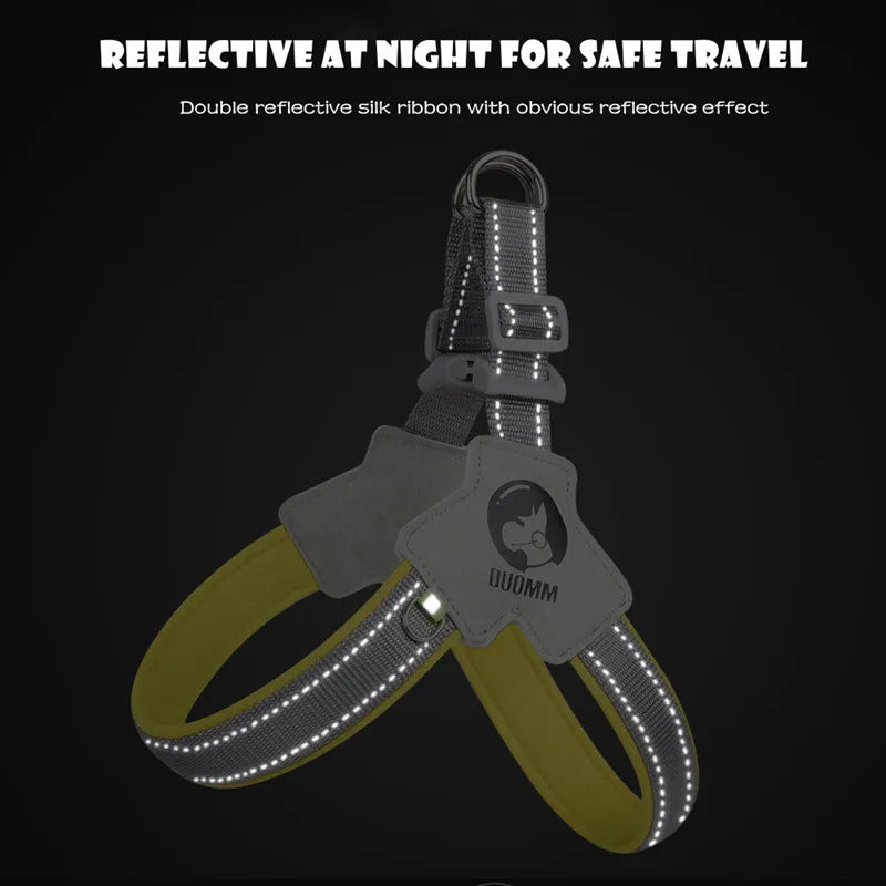 🐶 Adjustable Reflective Mesh Dog Harness – Pet Vest for Small & Large Dogs and Cats