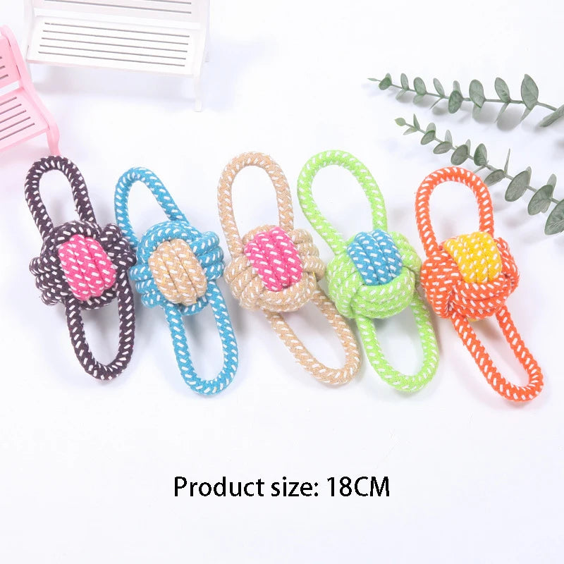 Mini Cotton Rope Dog Ball – Interactive Chew & Toothbrush Toy for Puppies