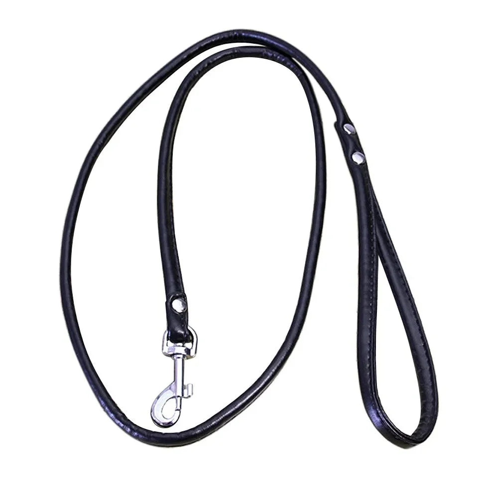 Soft PU Leather Dog Leash – 120cm Smooth Lead for Small Dogs & Puppies