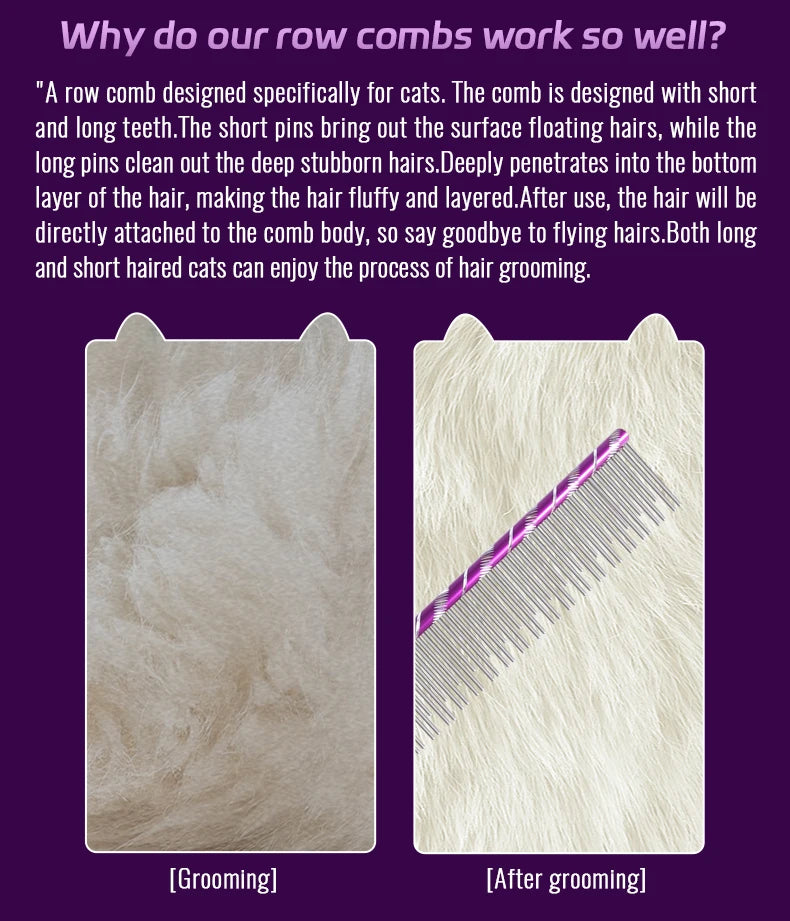 Fenice Cat Grooming Comb – Stainless Steel Pins
