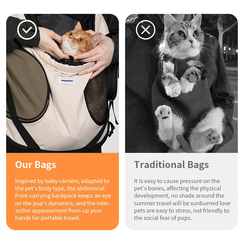 Pet Chest Backpack – Front Carrying Tote for Dogs & Cats, Breathable Outdoor Shoulder Bag, Portable Pet Travel Carrier