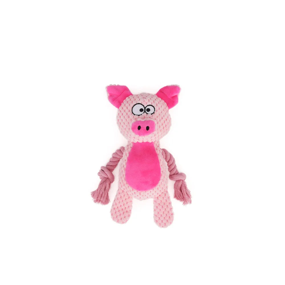 Animal Rope Plush Dog Toy – Rabbit & Monkey Squeaky Chew 🐾🧸