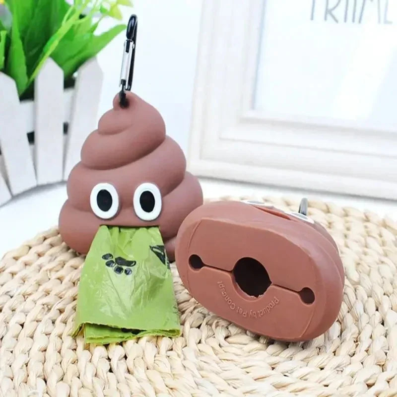 Funny Poop-Shaped Dog Waste Bag Dispenser – Portable Poop Bag Holder with Clip for Leash, Outdoor Walking & Travel