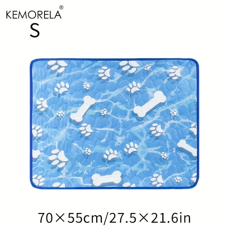 KEMORELA Large Self-Cooling Dog Pad – Washable Ice Silk Summer Mat for Dogs & Cats