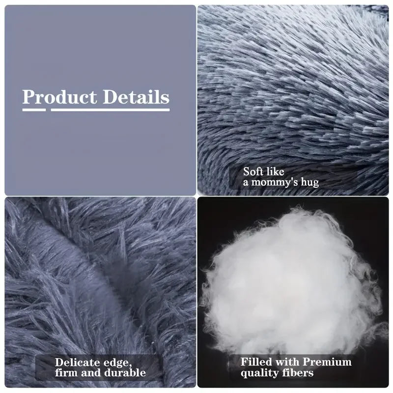 Round Plush Dog Bed – Winter Warm Washable Cat & Dog Basket Bed for Small, Medium & Large Pets