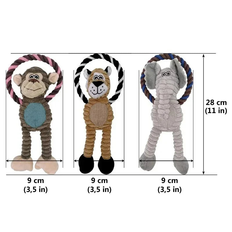 Plush Animal Squeaky Dog Toy – Bite-Resistant Chew & Play 🐾🧸