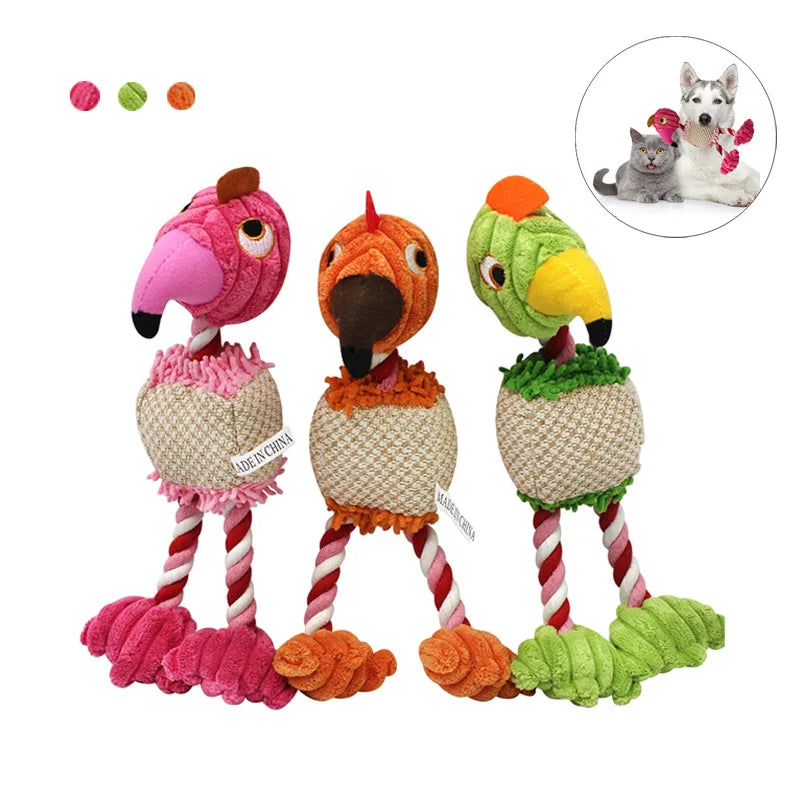 Plush Bird Dog Toy – Squeaky Chew Rope for Interactive Play 🐦🐾