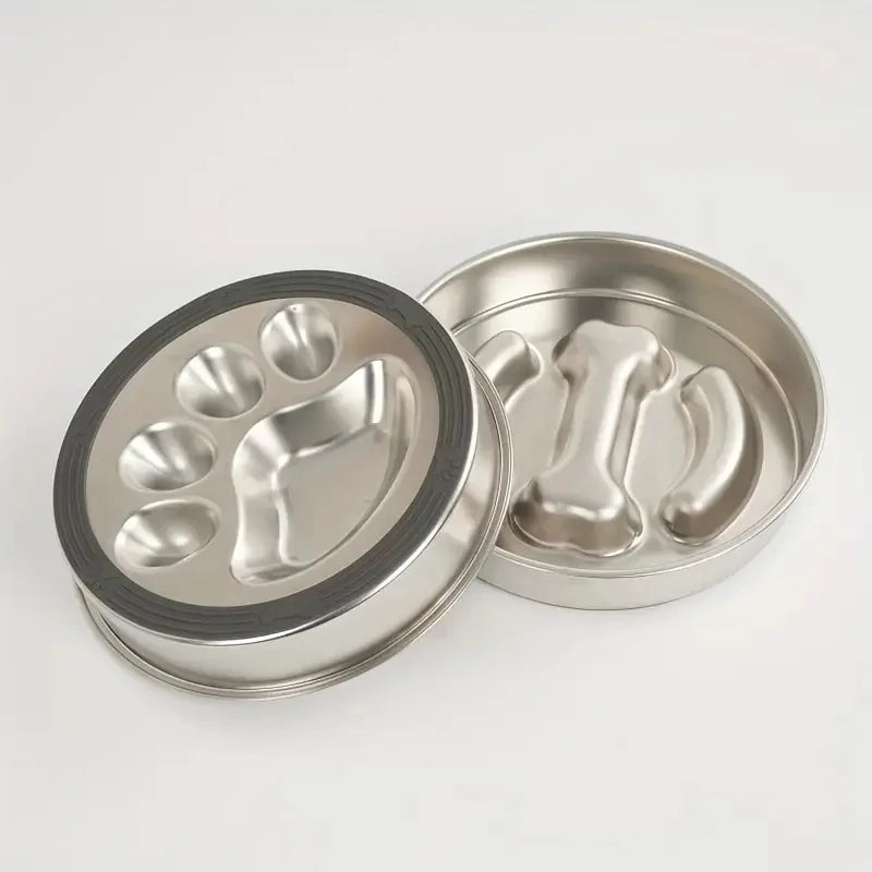 Premium Stainless Steel Slow Feeder Pet Bowl with Cervical Spine Protection – Anti-Choke Dog & Cat Food Bowl