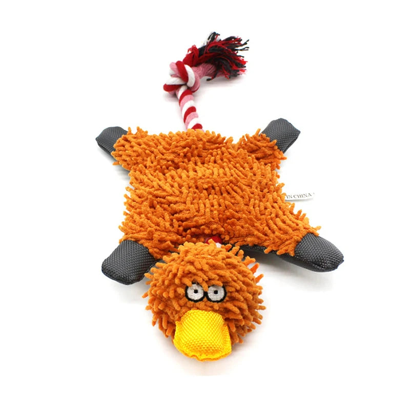 Duck Plush Dog Toy with Rope – Squeaky Training Chew for Small & Medium Dogs 🦆🐾