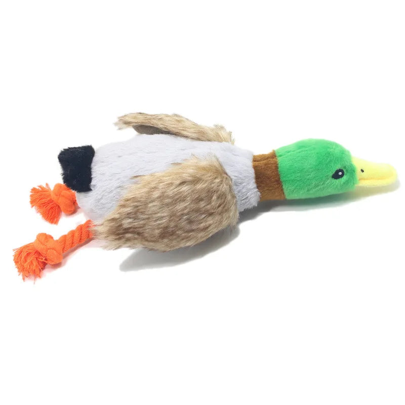 Plush Duck Squeaky Dog Toy – Chew Rope Toy for Teeth Cleaning & Play