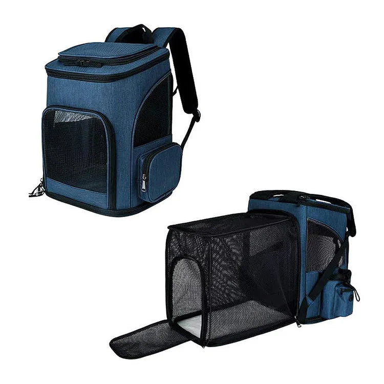 Breathable Expandable Pet Carrier Backpack – Foldable Cat & Dog Travel Bag with Large Capacity for Outdoor Trips & Vet Visits