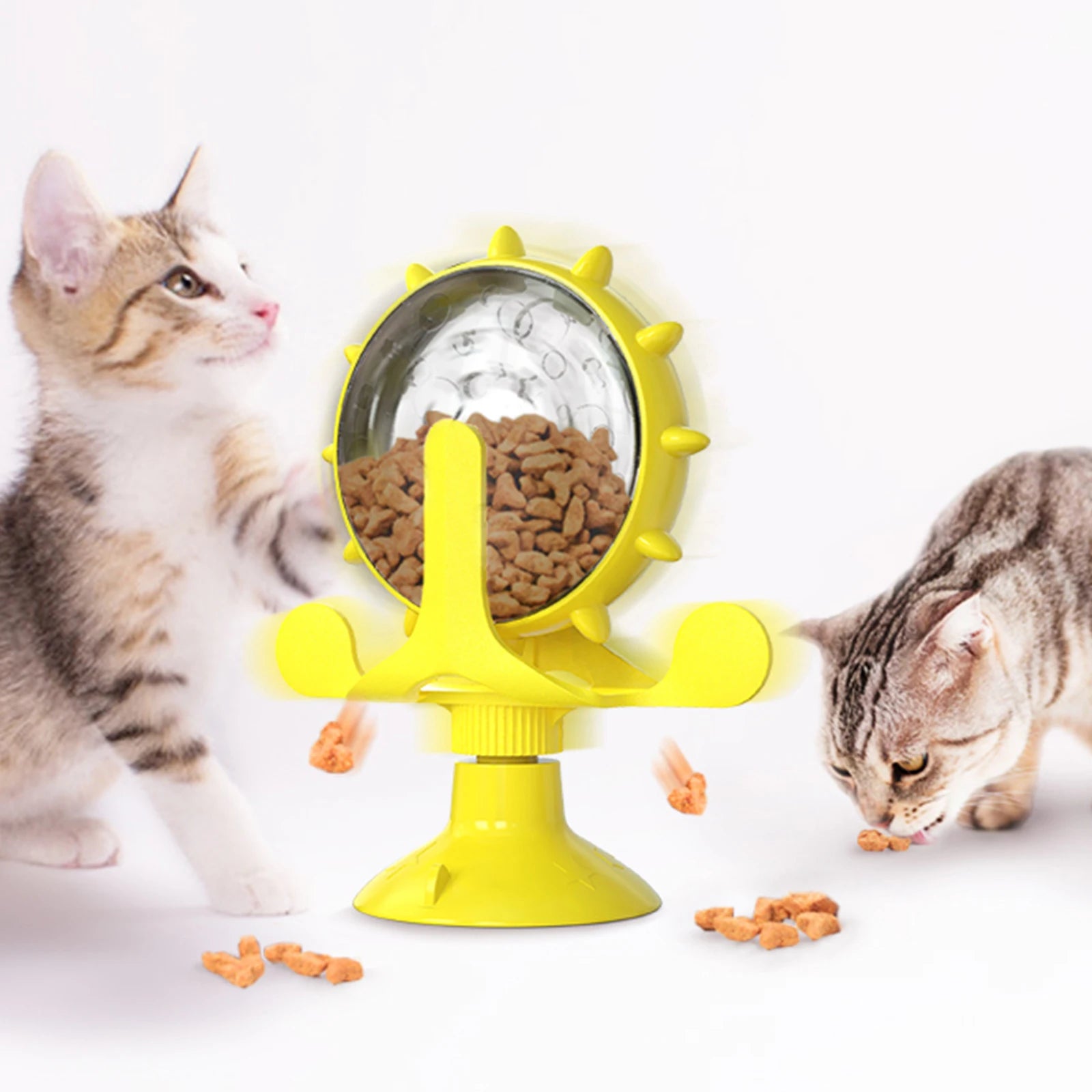 Cat Toy Treat Dispenser with Bell – Interactive Rotatable Wheel Slow Feeder for Kittens & Small Dogs