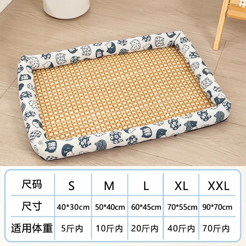 Summer Pet Cooling Mat – Lightweight Breathable Rattan Ice Nest Bed for Cats, Small Dogs & Small Animals