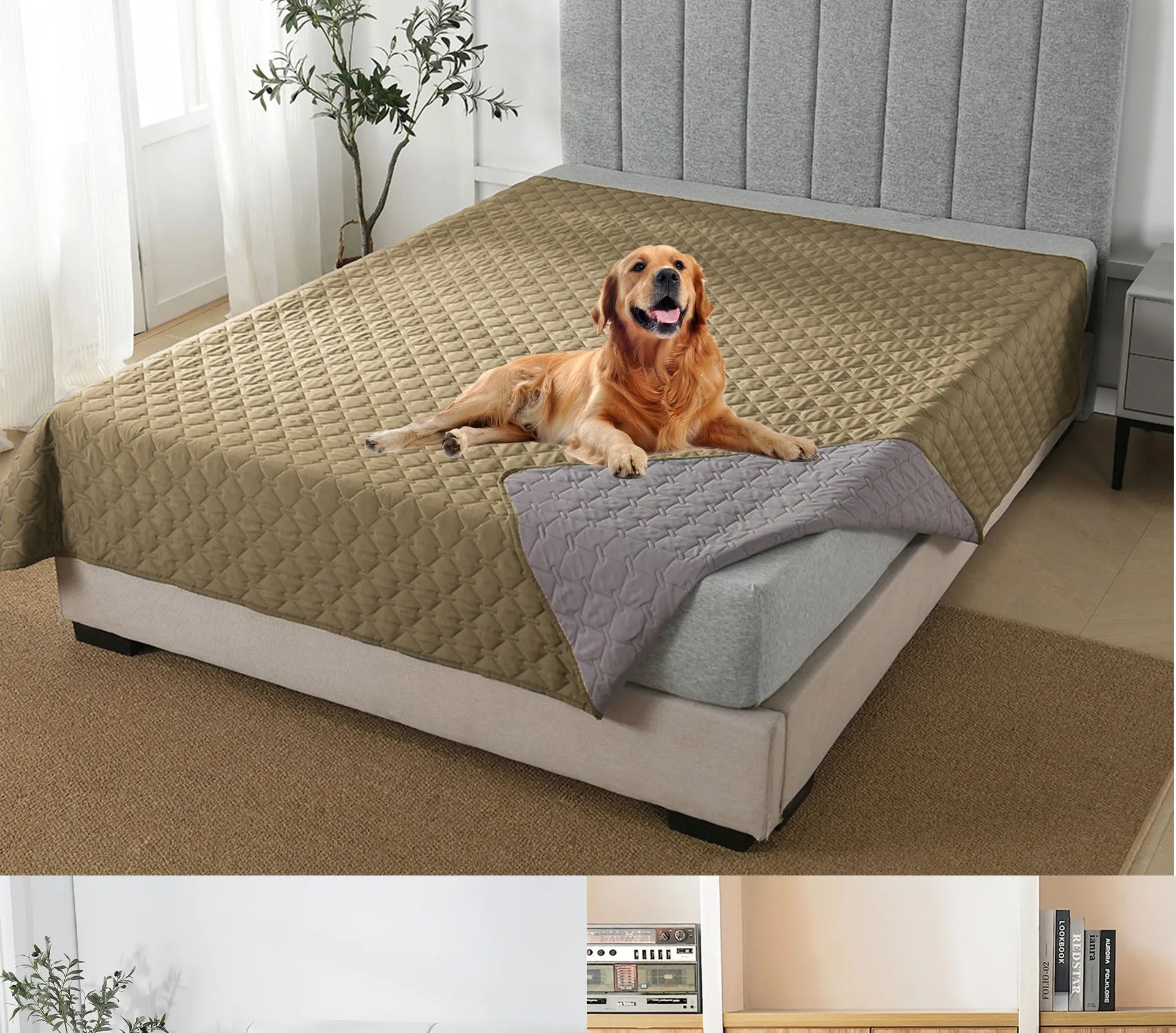 Double-Sided Reversible Dog Bed Cover – Waterproof Sofa & Furniture Protector Blanket for Pets & K