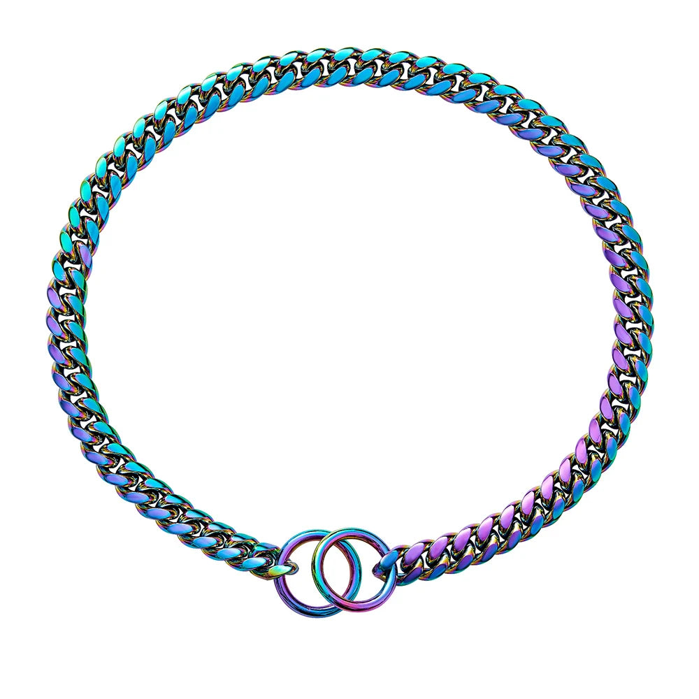 🐕 Heavy-Duty Gold Chain Dog Choke Collar – 10mm Gold-Plated Stainless Steel