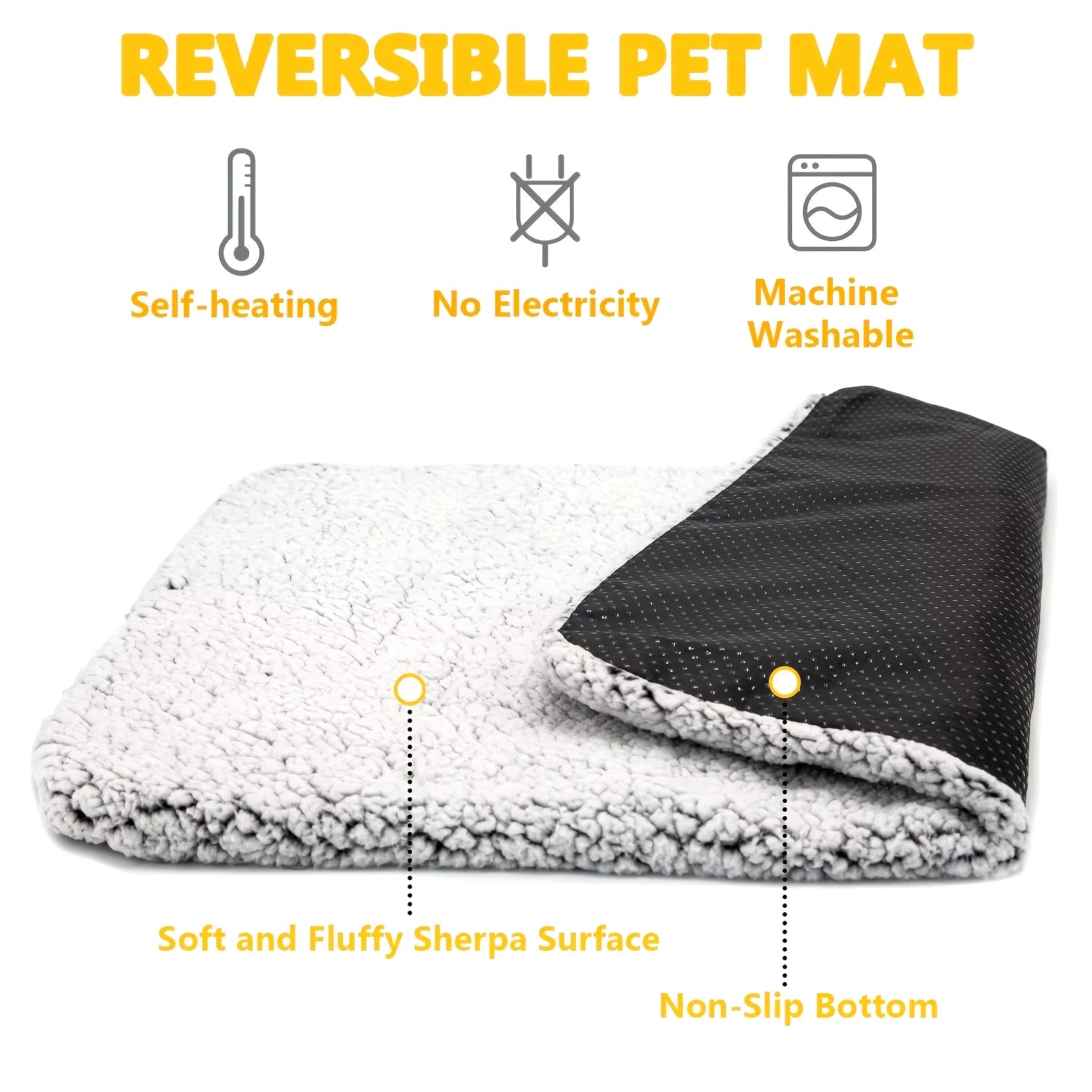 Self-Heating Pet Pad – Thermal Warm Blanket Cushion for Dogs & Cats, Washable Non-Electric Pet Mat