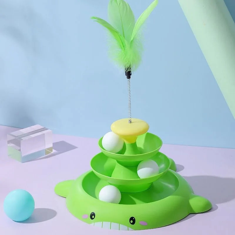 Self-Amusement Cat Turntable Toy – Automatic Fun Cat Ball & Stick Toy