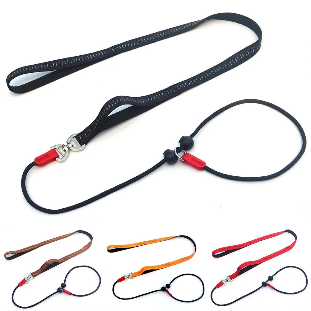 Dog Slip Lead Leash with Double Padded Handle – No Pull Training Lead with Choker Collar & Anti-Tangle Design