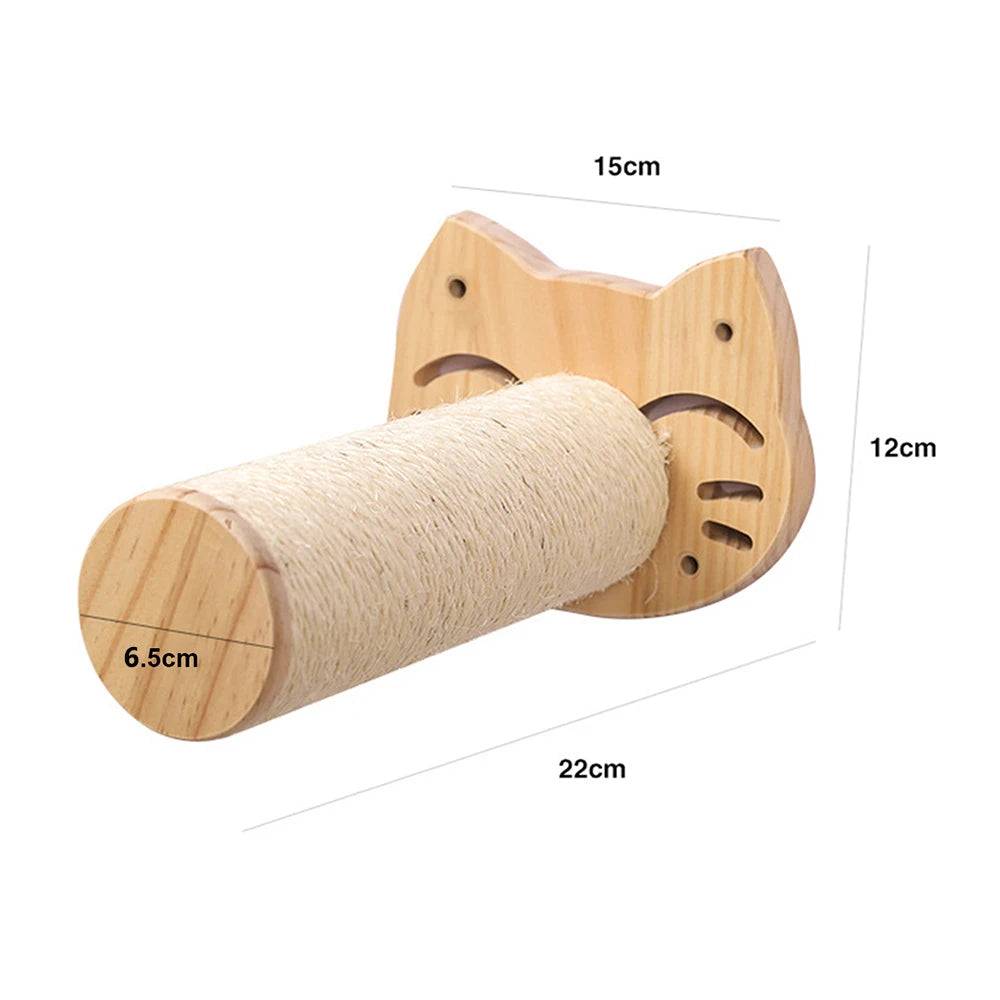 🐾 Wall-Mounted Cat Scratching Post – Wooden Kitten Tree with Thick Columns for Large Cats
