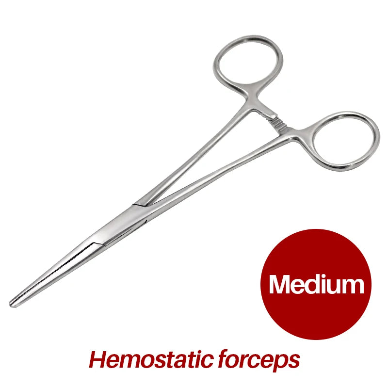 Stainless Steel Hemostatic Clamp Forceps – 18cm/16cm/14cm Straight & Curved Tips Surgical Tools