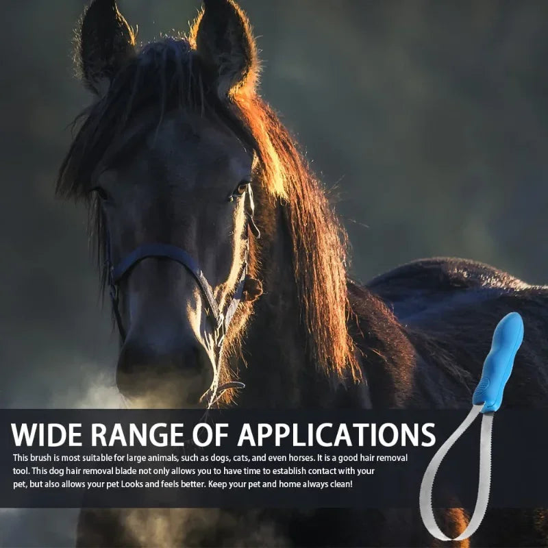 Dual-Sided Metal Shedding Blade – Pet Grooming Sweat Scraper Brush for Dogs & Horses