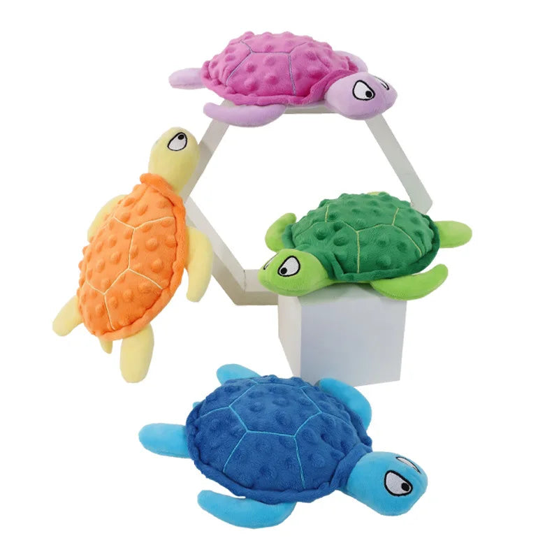Turtle Plush Squeaky Dog Toy – No Stuffing, Crinkle & Chew 🐢🐶