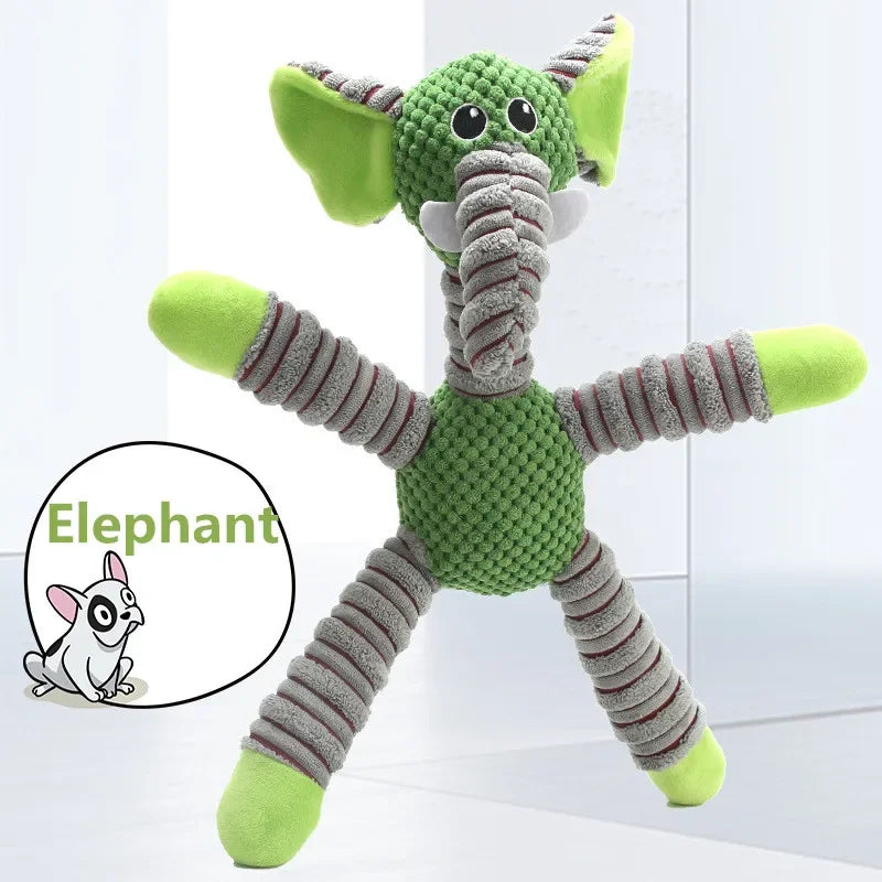 Indestructible Squeaky Plush Animal Dog Toy – Durable Chew & Dental Training Toy for Large Dogs