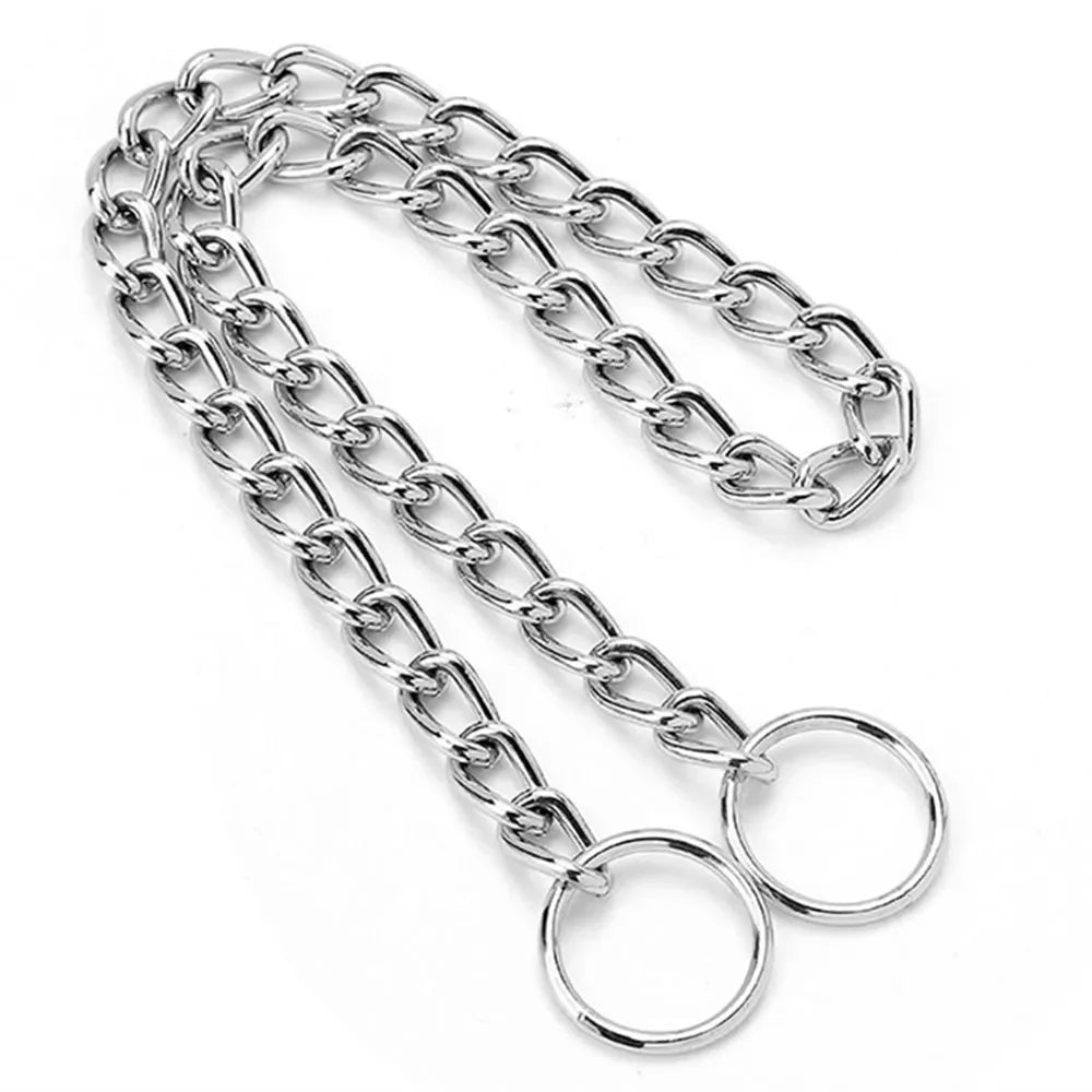 Stainless Steel P Snake Chain Choke Collar – Adjustable Dog Training Collar for Bulldogs & Large Breeds