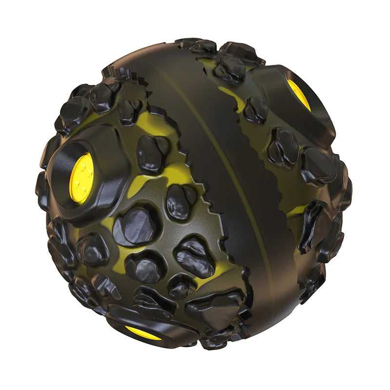 Natural Rubber Dog Chew Ball – Squeaky Interactive Toy for Teeth Cleaning & Play – For Small, Medium & Large Dogs