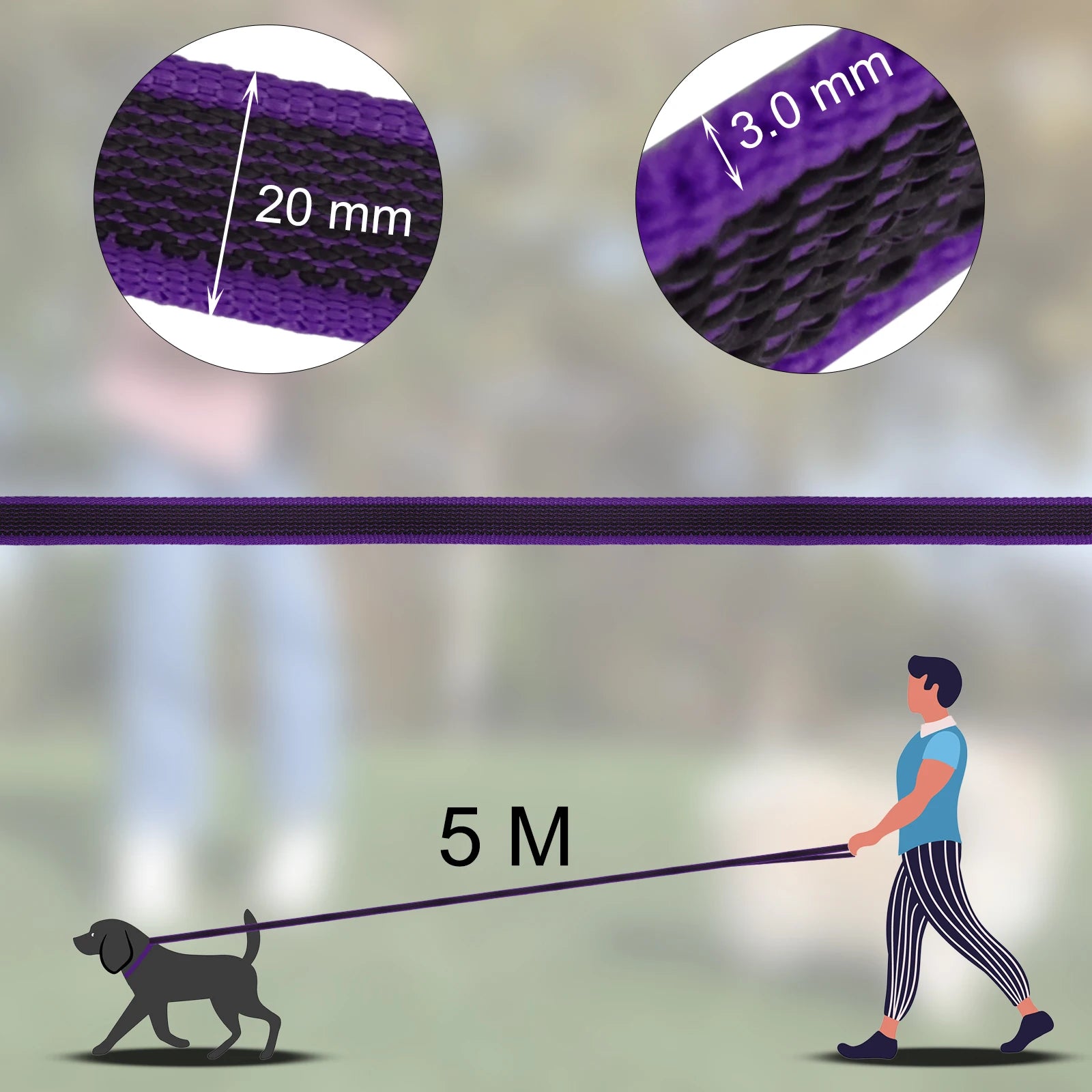 Durable Latex Silk Long Dog Leash – 1.5M to 15M Dual Color Training Lead for Small & Medium Dogs