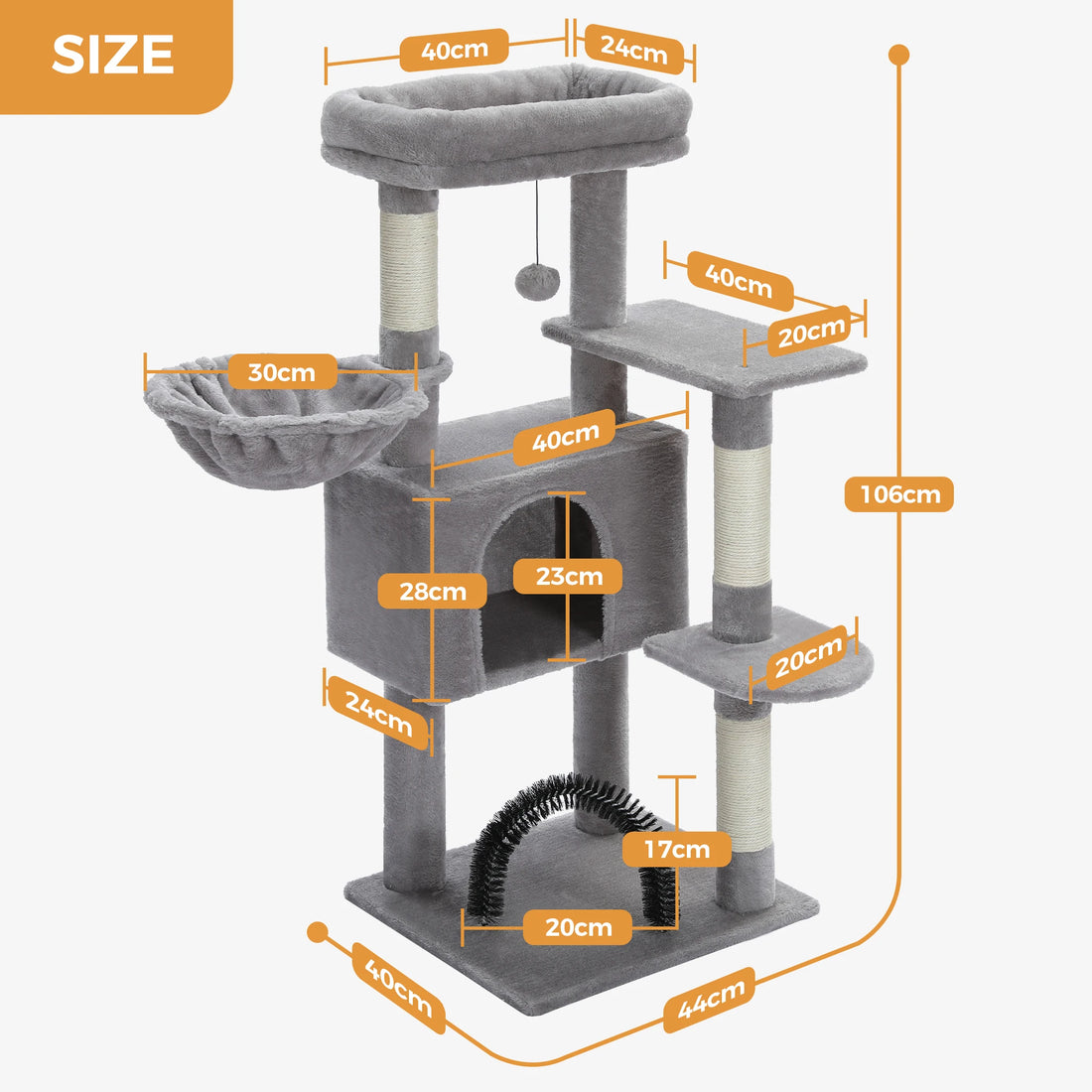 🐾 Cat Tree Tower Condo – Plush Perch, Hammock & Sisal Scratching Posts