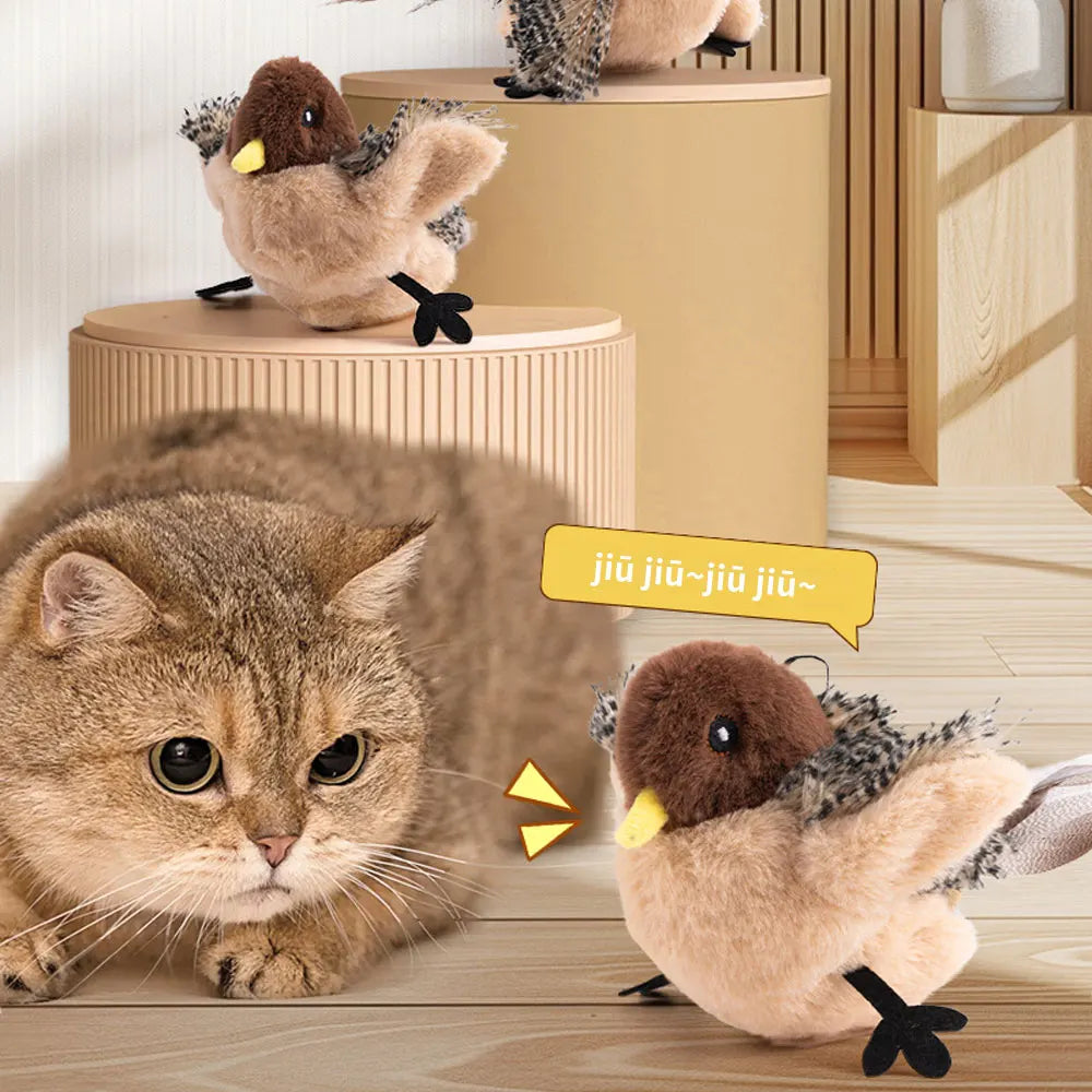 Remote Control Flying Bird Cat Toy – Interactive Catnip Sparrow with Flapping Wings & Chirping Sounds