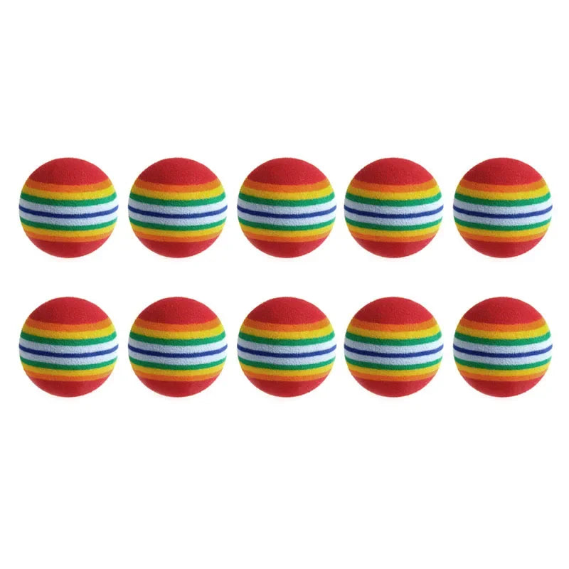 10Pcs Colorful Interactive Cat Toy Balls – Chewing, Rattle & Scratch Foam Balls for Kittens and Cats