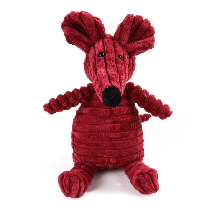 Plush Animal Squeaky Dog Toy – Bite Resistant Corduroy Chew Toy for Small & Large Dogs, Puppy Training Toy