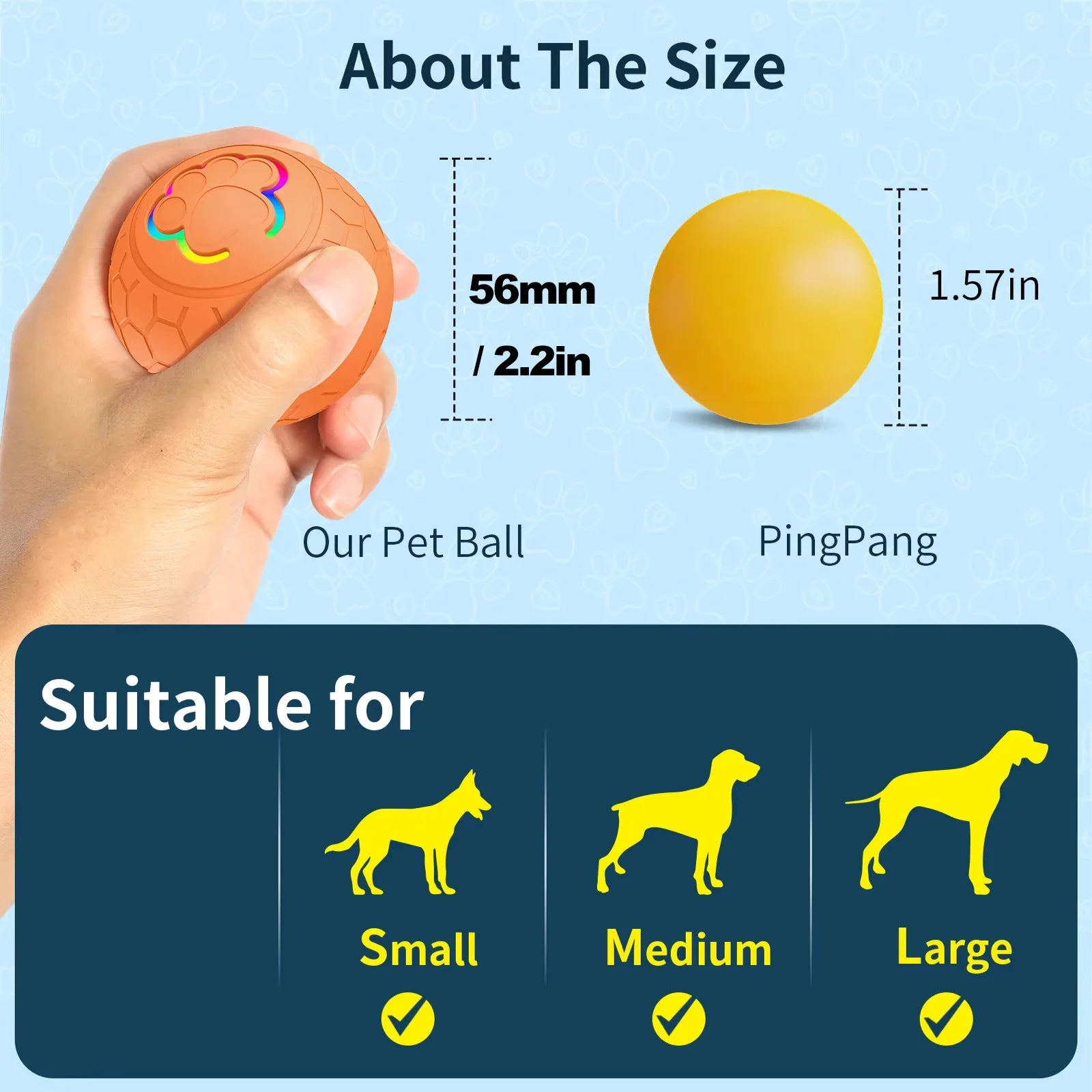 Smart Dog Toy Ball – USB Automatic Bouncing Rolling Ball with RGB Lights