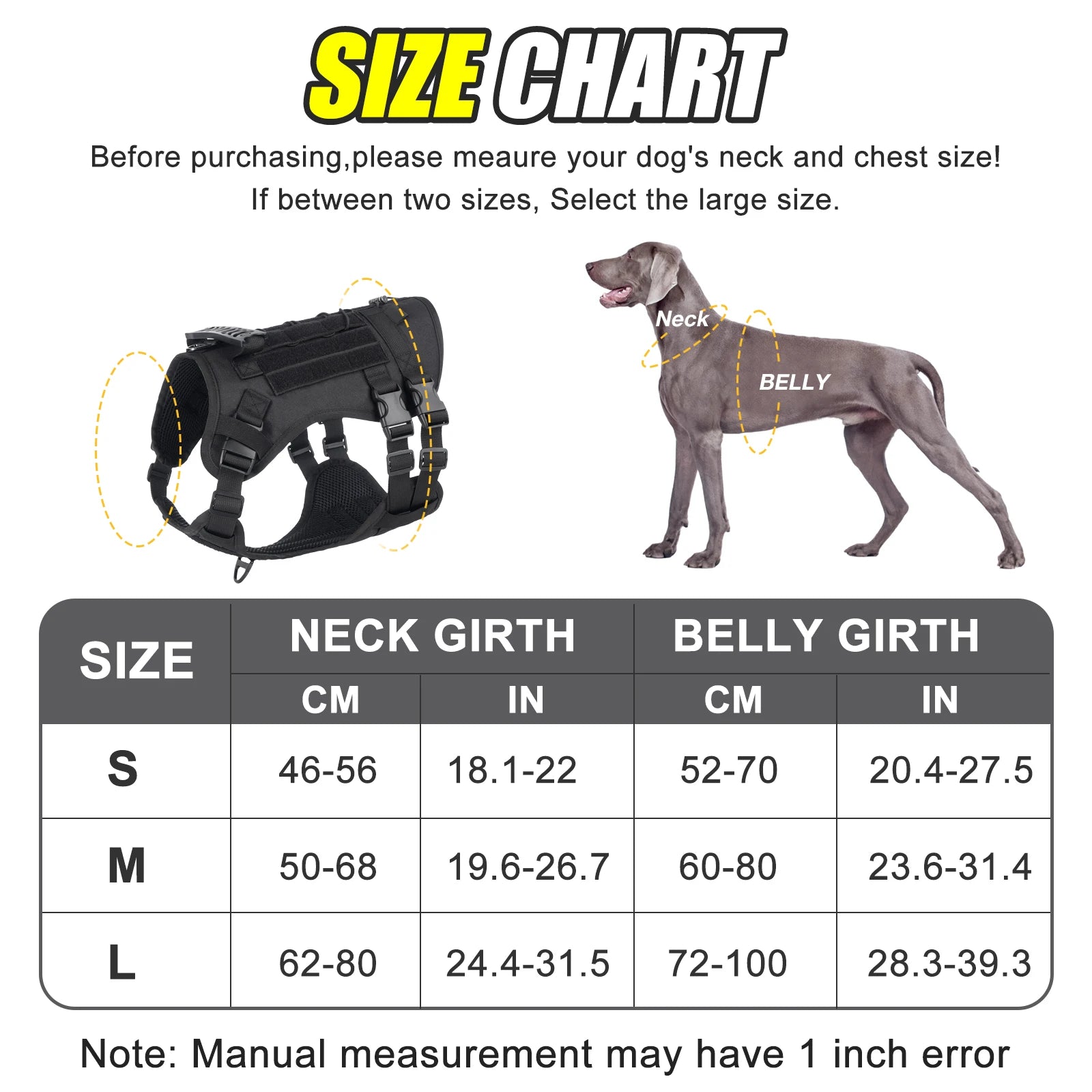 🛡️ Tactical Chest Strap Dog Harness – Heavy-Duty Outdoor Control for Large Dogs 🐕