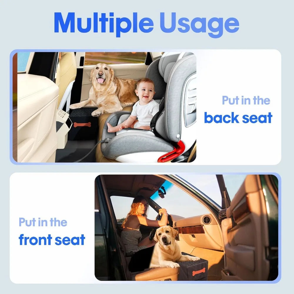 Dog Car Seat Extender Ramp – Hard Bottom Stairs for Car, Bed & Sofa