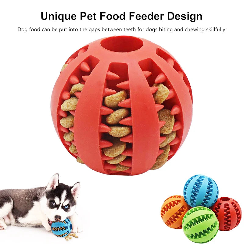 Rubber Dog Ball Toy – Interactive Chew & Treat Dispenser 🐾⚽