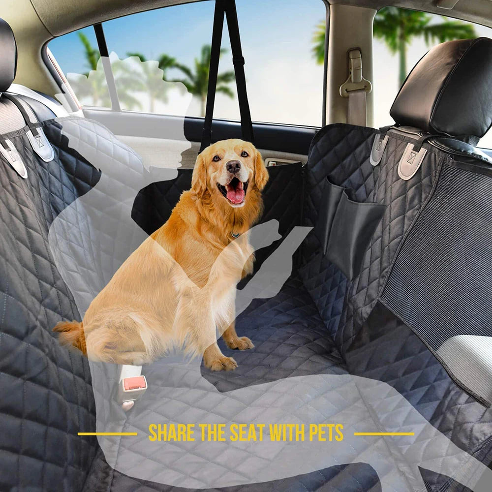 Waterproof Dog Car Seat Cover for Back Seat – Hammock Style with Mesh Window, Non-Slip, Scratch-Resistant, Universal Fit