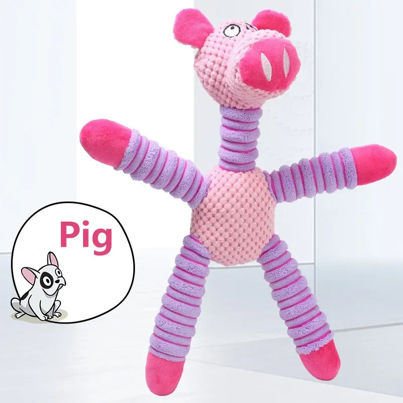 Indestructible Squeaky Plush Animal Dog Toy – Durable Chew & Dental Training Toy for Large Dogs