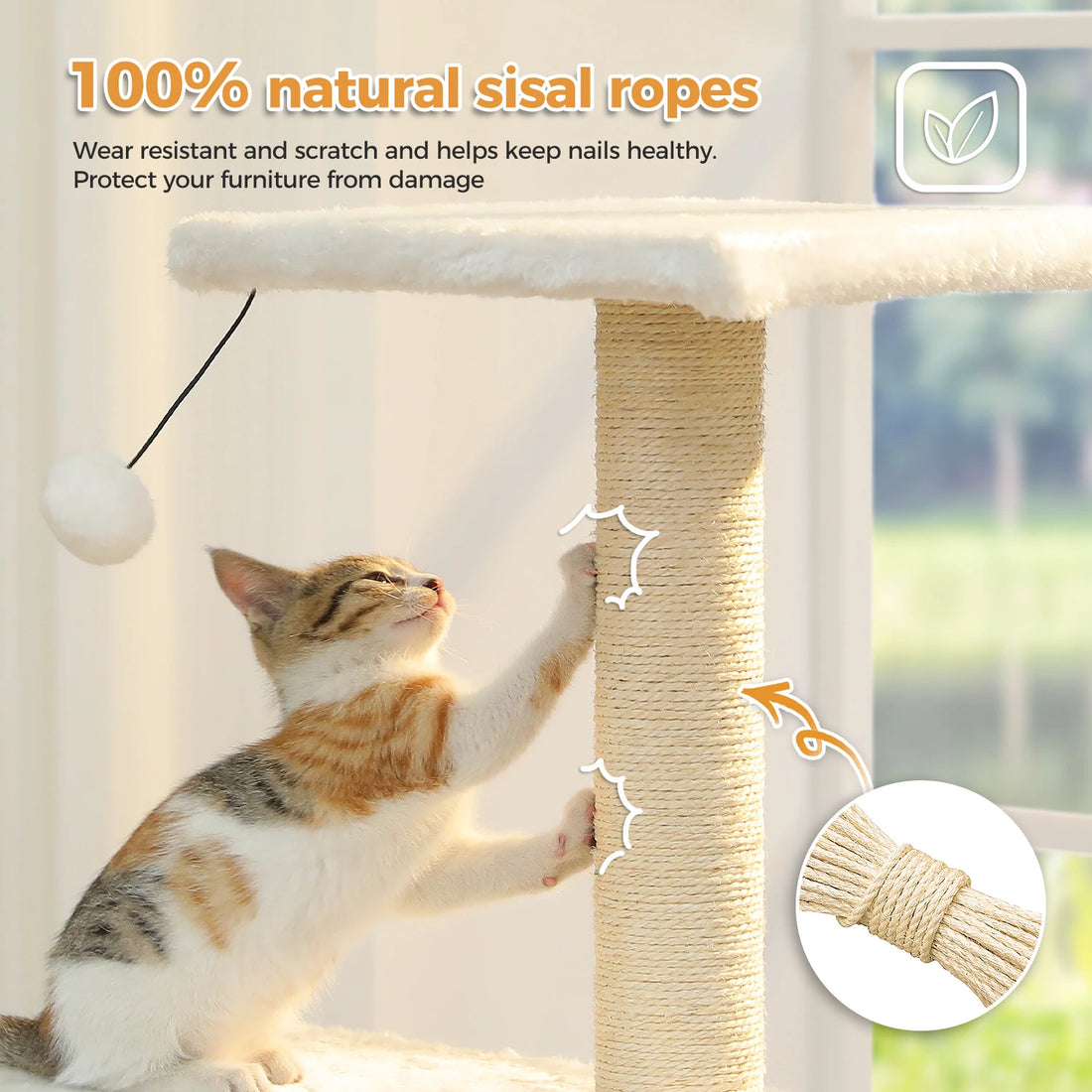 🐾 Cat Tree Tower Condo – Plush Perch, Hammock & Sisal Scratching Posts