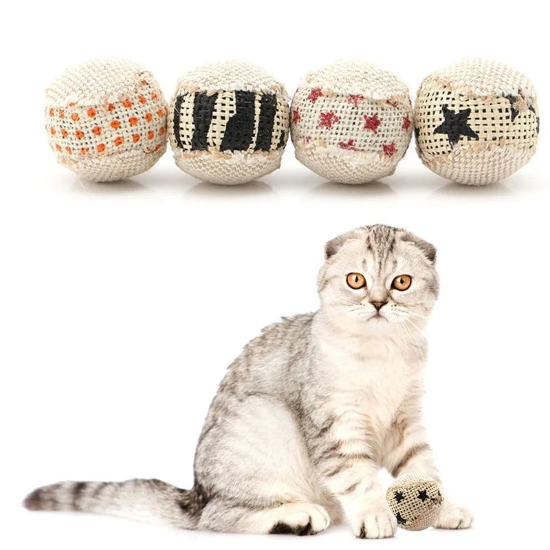 Interactive Cat Toy Ball – Rattle, Scratch & Chew Play Ball for Kitten Exercise (1 Pc, Style Random)
