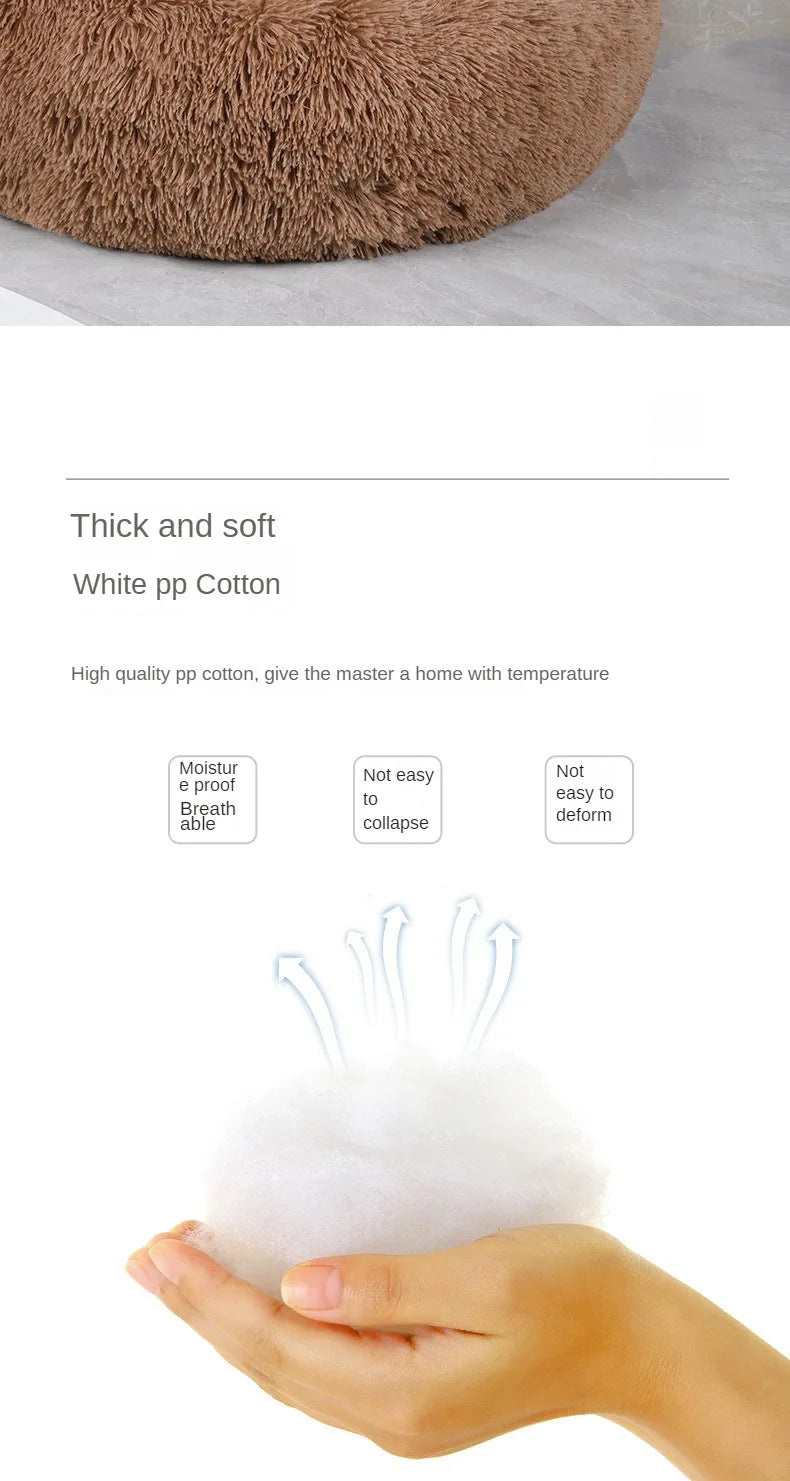 Home Plush Pet Nest – Warm Detachable & Washable Round Cat & Dog Bed