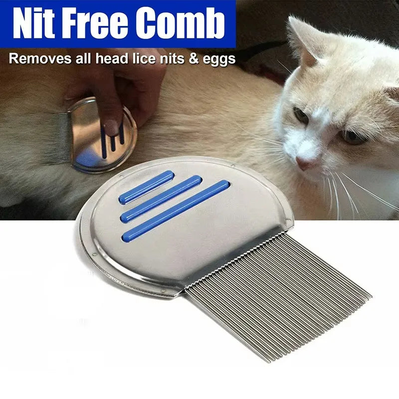 Stainless Steel Lice & Flea Comb – Metal Teeth Nit Remover for Pets, Adults & Kids