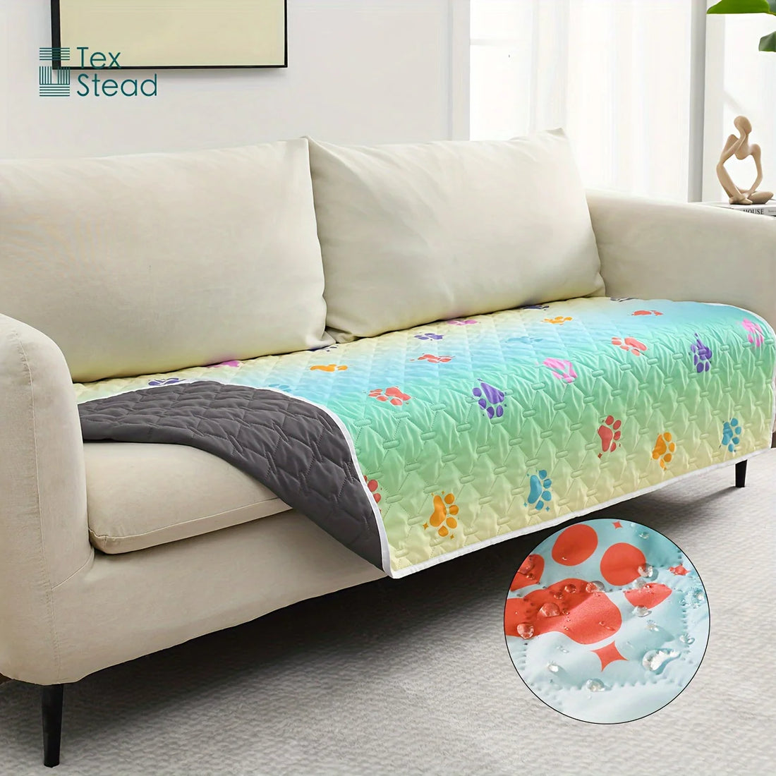 Anti-Leakage Reversible Dog Bed Cover – Washable Paw Print Camping & Changing Pad for Pets & Kids