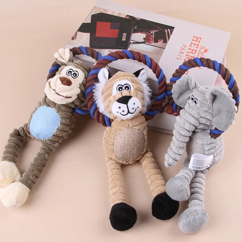 Plush Animal Squeaky Dog Toy – Bite-Resistant Chew & Play 🐾🧸